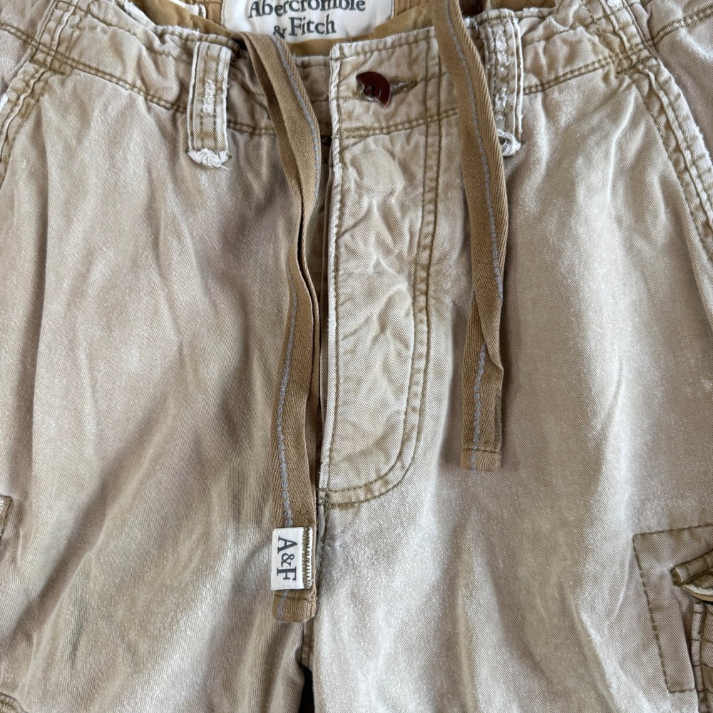 VINTAGE Abercrombie & Fitch Cargo 32 Mens Distressed Paratrooper Pockets Heavy - Picture 4 of 16
